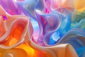 abstract background with multicolored plastic smooth curved shapes forming whimstical composition