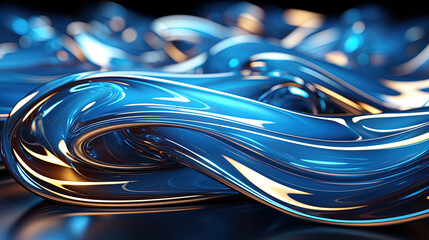 Abstract Art of Blue Color Fluttering Oil Painting on Blurry Black Background