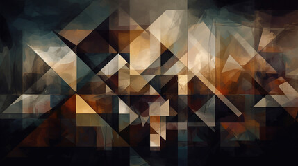 Neutral Geometric Abstract Painting Illustration Print Design Dark Background