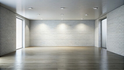 Obraz premium An empty room offering a blank canvas for creative furnishing and endless possibilities. White modern room.