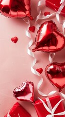 Red Hearts and Gifts Celebrating Love