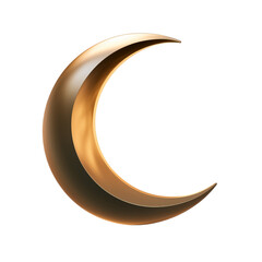 Golden crescent on white, isolated on transparent, PNG, background