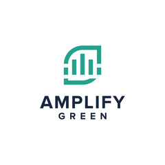 amplify green simple sleek creative geometric modern logo design vector
