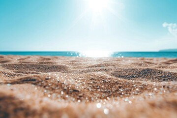 Exploring the Serenity: Beach's Tranquil Waters and Sand Under Summertime Skies