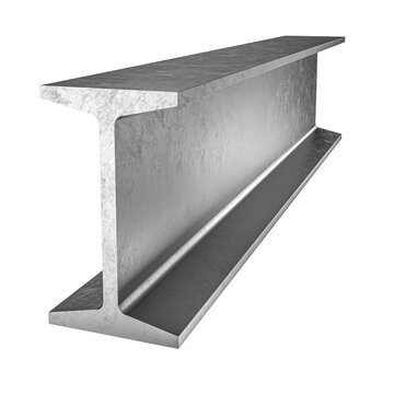 3d render of a steel i-beam on white background