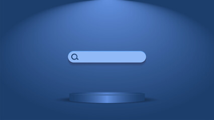 blue color empty podium with search bar space