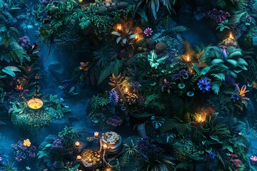 Fototapeta premium Illustrate a mesmerizing aerial view of futuristic explorers