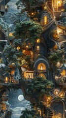 Illustrate an imaginative scene from above