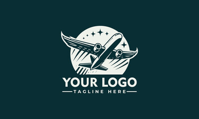 airplane vector logo design airplane with spread wings