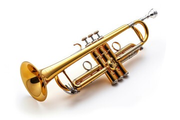 Obraz premium Trumpeting Excellence: Unveiling the Instrument's Brilliance on white background