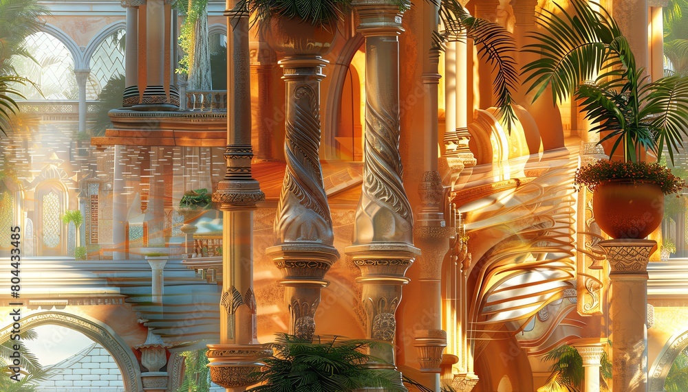 Poster infuse the traditional charm of architectural wonders with a modern twist by combining photorealisti