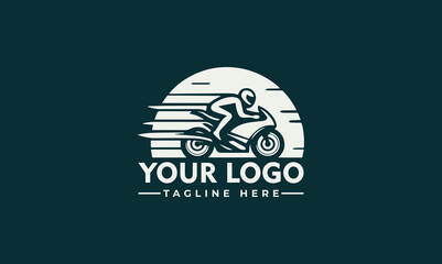 motorbike vector logo design racing logo with the syimbol of speeding motorbike