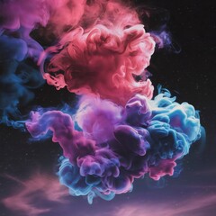 Obraz premium Colorful smoke, Abstract of a mix color smoke vape cloud, swirling and billowing in a vibrant array of colors such as pink, purple, and blue, fractal background with smoke