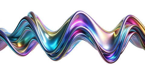 Fototapeta premium 3d chrome neon fluid form liquid metallic shape on transparent png isolated background 