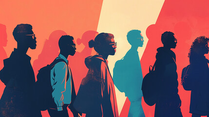 silhouettes of people in the city
