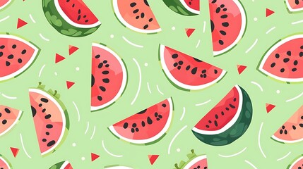 cute drawn watermelons in pattern