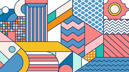 Obraz premium Geometric Patterns and Vivid Colors in Abstract Art Design
