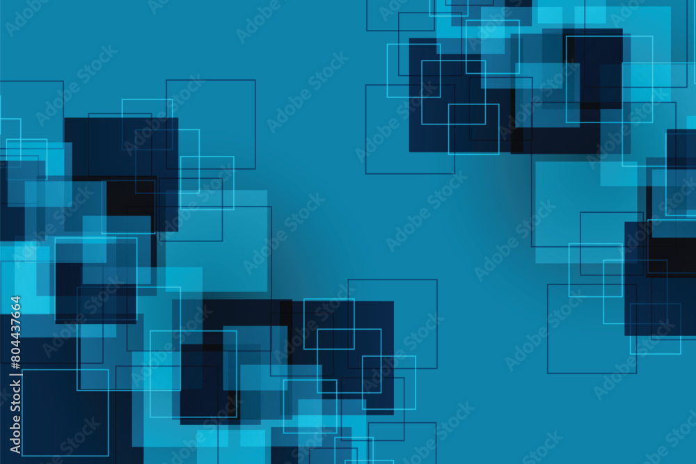 Poster abstract blue background with geometric squares overlapping creative design technology concept.