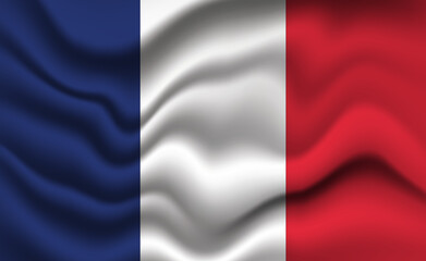 Waving French Flag 3D Illustration. The National Flag of France.