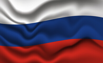 Waving Russian Flag 3D Illustration. The National Flag of Russia.