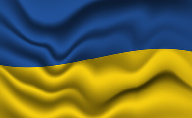 Waving Ukrainian Flag 3D Illustration. The National Flag of Ukraine.
