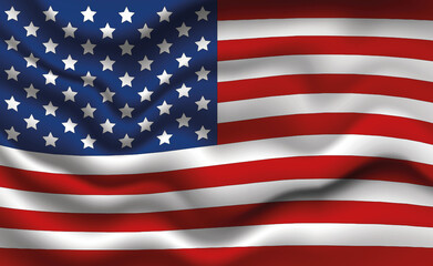 Obraz premium Waving USA Flag 3D Illustration. The American National Flag.