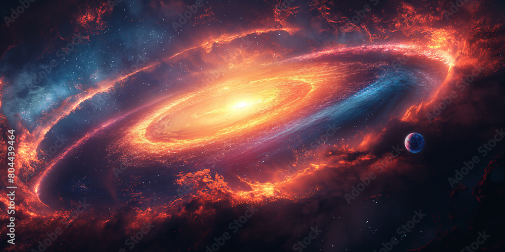 Wall mural fantastic bright multicolored outer space with stars, galaxies, constellations, planets and a black 