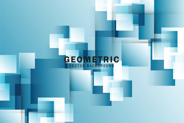 Abstract geometric squares pattern overlay motion on blue gradient colour background