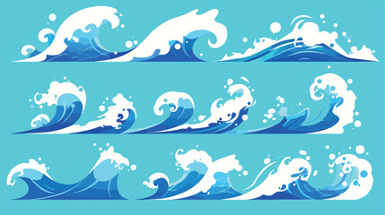 Sea and ocean waves of different shape set vector i