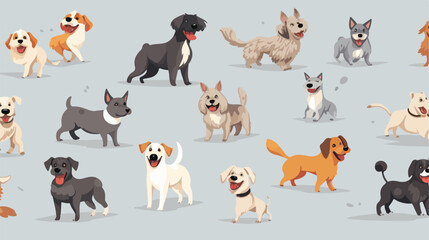 Seamless pattern with cute dogs of various breeds p