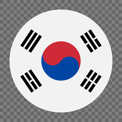 South Korea flag in circle. Vector illustration isolated on transparent background