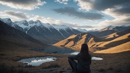 Fototapeta premium person in the mountains