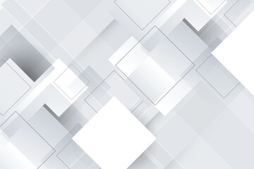 Abstract white and grey squares pattern overlapping layer background