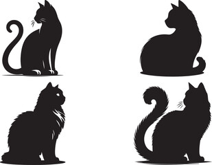 Cat vector silhouettes set Isolated On White Background