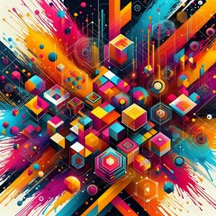 Colorful Abstract Geometric Explosion
