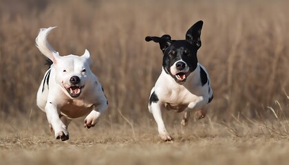 Energetic Dogs in Pursuit: A Dynamic Display of Canine Hunting Instincts with Copy Space american staffordshire terrier