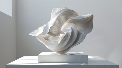 3d render, abstract background, modern minimal design, white marble sculpture.