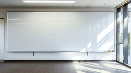 a huge whiteboard in an office space that is positioned wide and directly
