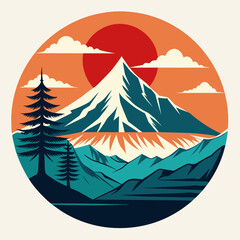 Obraz premium Mountain landscape vector illustration. 