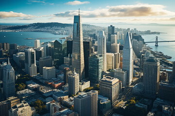 Downtown San Francisco aerial view of skyscrapers