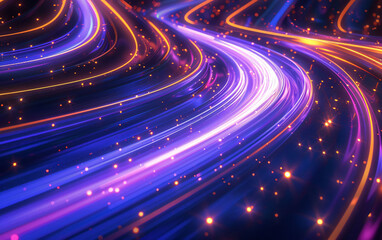 Obraz premium Technological glowing tunnel background, 3D rendering