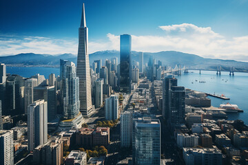 Downtown San Francisco aerial view of skyscrapers