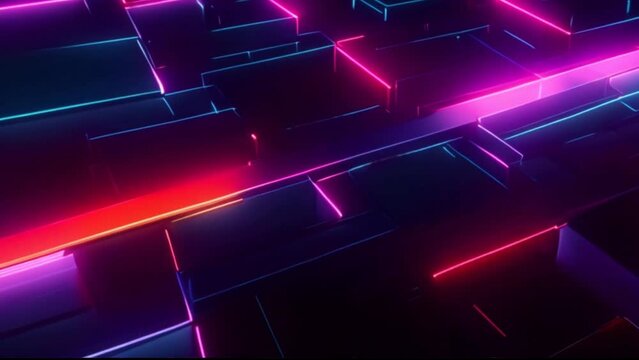 Digital abstract pattern featuring neon colors and glowing lines in high resolution