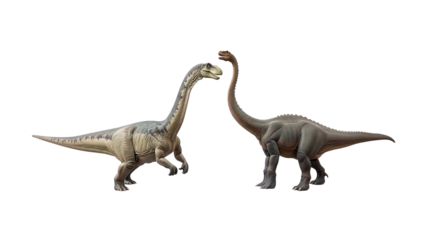 Brachiosaurus and Diplodocus isolated on white background.