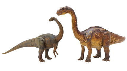 Brachiosaurus and Diplodocus isolated on white background.