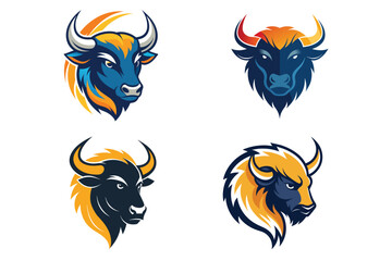A buffalo head- vector art logo  icons