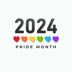 LGBT Pride Month in June 2024. LGBT heart rainbow pride month wallpaper. Symbol of pride month. Design for poster, flyer, web, banner, template. Vector Illustration.