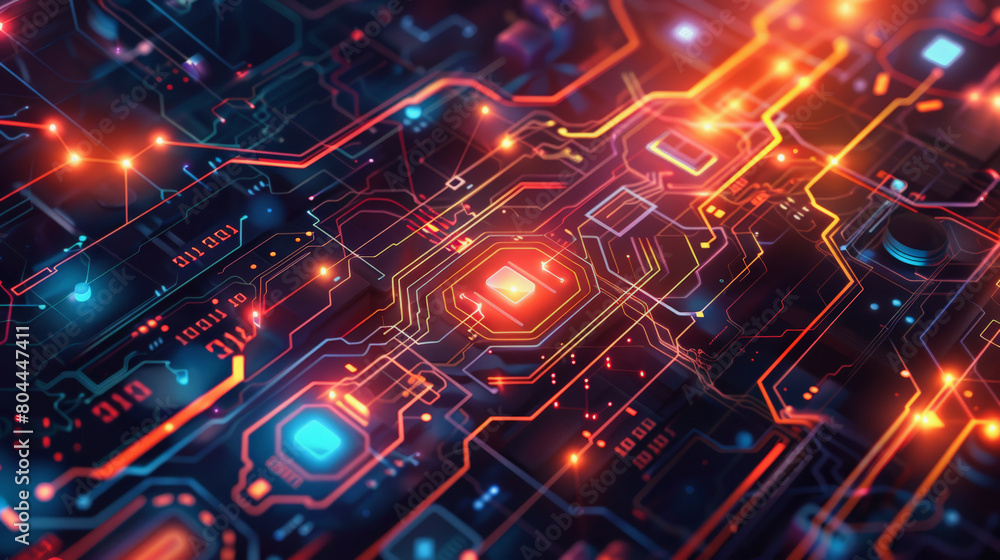 Poster ai artificial intelligence chipset on circuit board in futuristic concept suitable for future techno