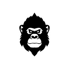 Gorilla face Logo vector clipart Monkey head mascot. Gorilla head icon, wildlife primate ape symbol.
