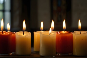 Candles inside a church photograph, Candlemas day, background for candlemas day Generative AI 